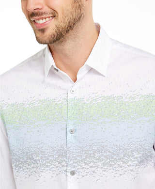 Alfani Men's Classic-Fit Abstract-Stripe Shirt White Size Large