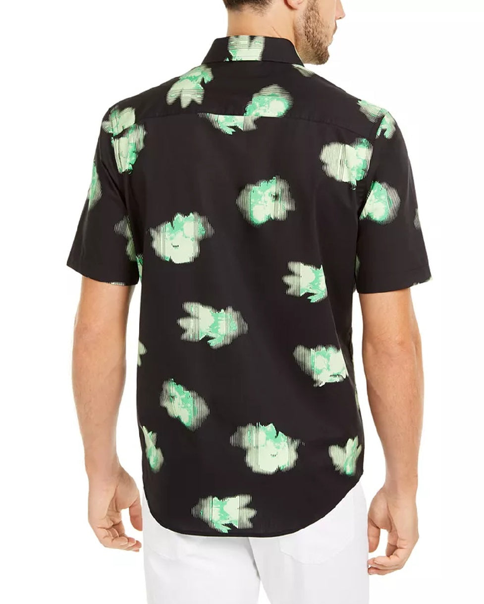 Alfani Men's Classic-Fit Abstract Floral-Print Shirt  Black