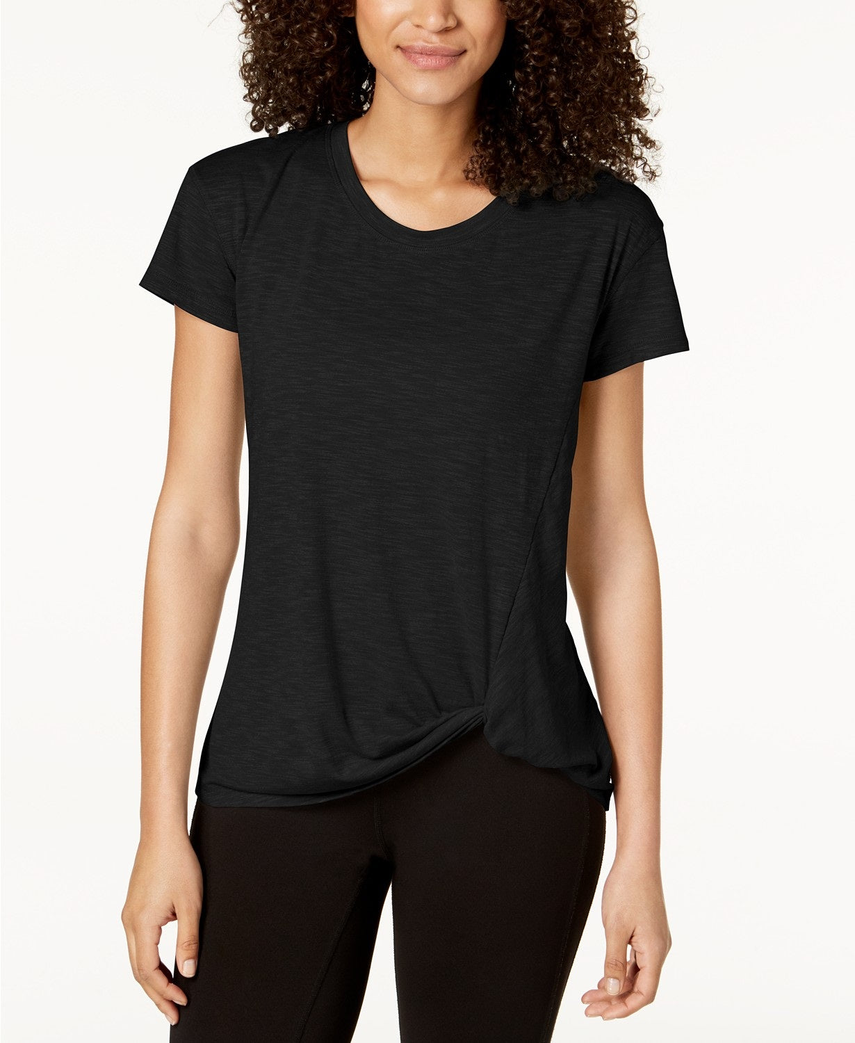 Ideology Women's Knot-Front T-Shirt Black Size Small