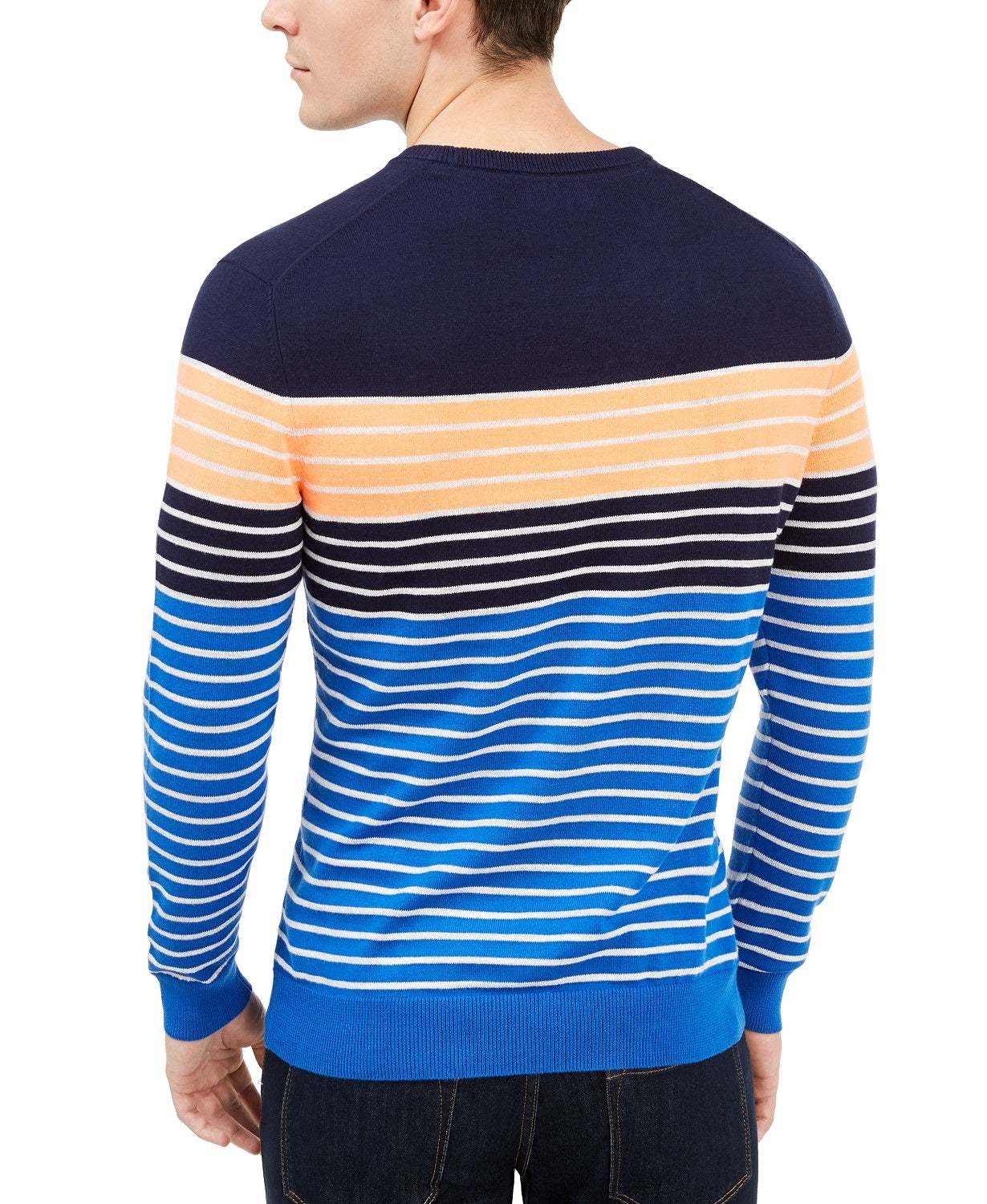 Club Room Men's Striped Crewneck Sweater Cosmic Crunch Size Small