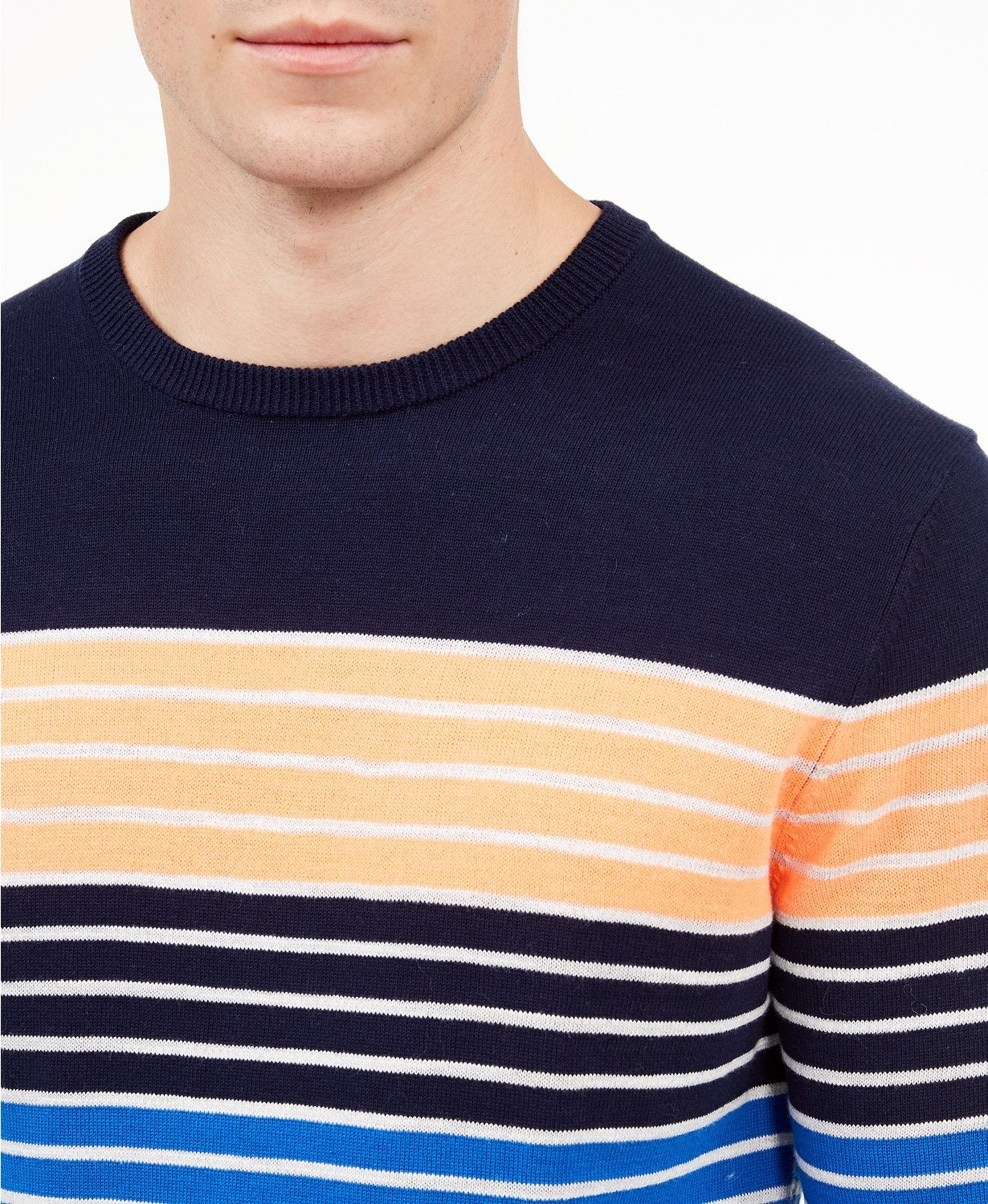 Club Room Men's Striped Crewneck Sweater Cosmic Crunch Size Small