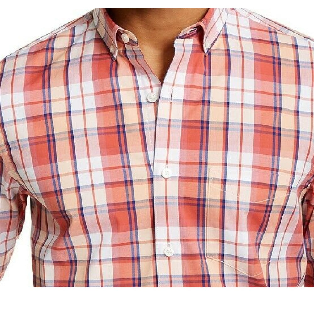 Club Room Men's Simon Stretch Plaid Shirt Red Combo Size 2 Extra Large