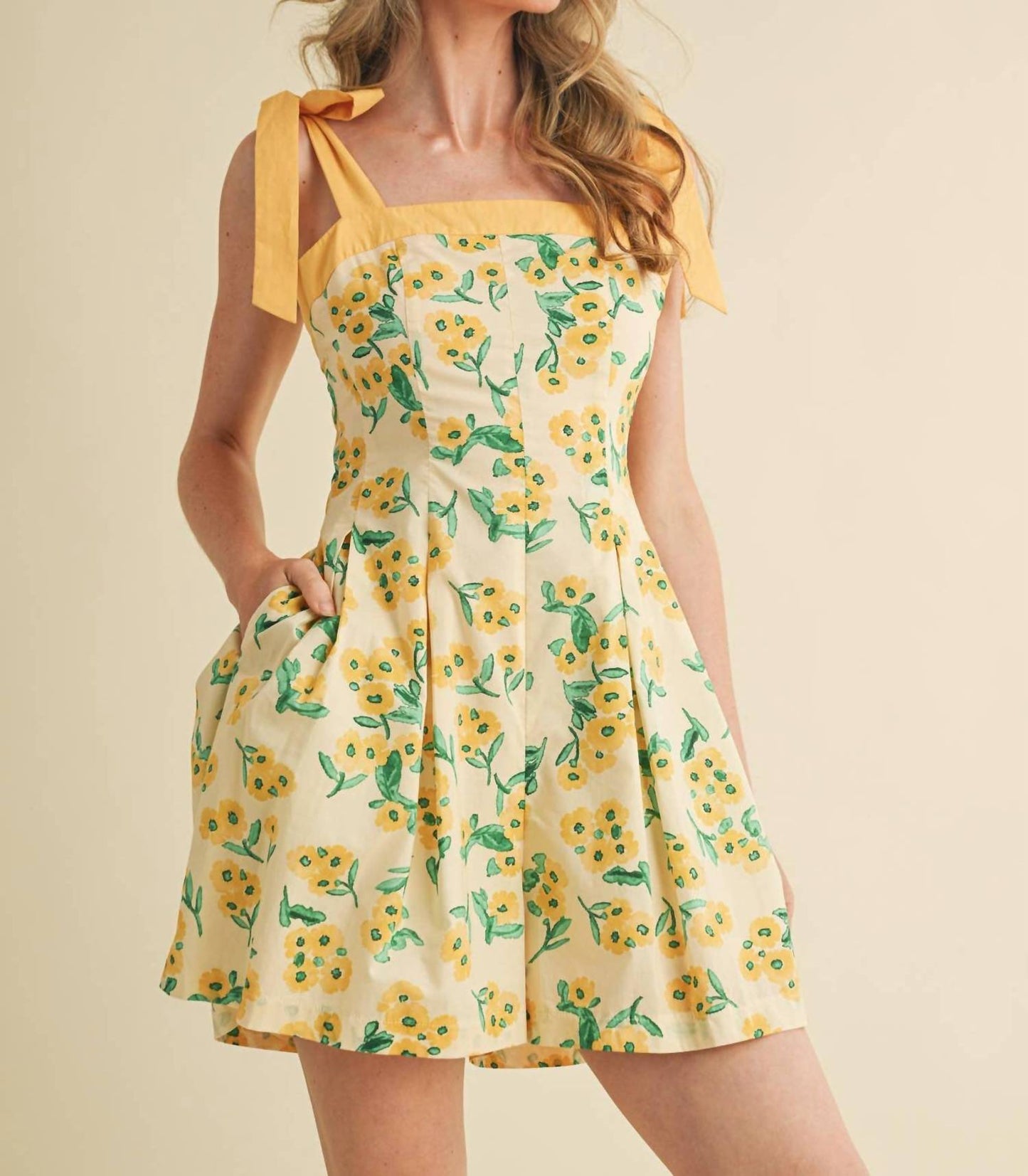 &Merci - Floral Pleated And Flare Romper