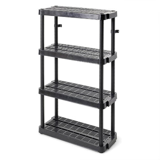 Gracious Living 4 Shelf Adjustable Height Medium Duty Storage, Black (4 Pack)