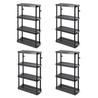 Gracious Living 4 Shelf Adjustable Height Medium Duty Storage, Black (4 Pack)