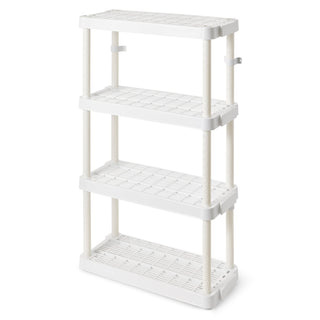 Gracious Living 4 Shelf Adjustable Height Medium Duty Storage, White (4 Pack)