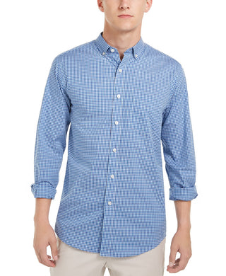Club Room Men's Micro-Check Shirt Blue Size Small