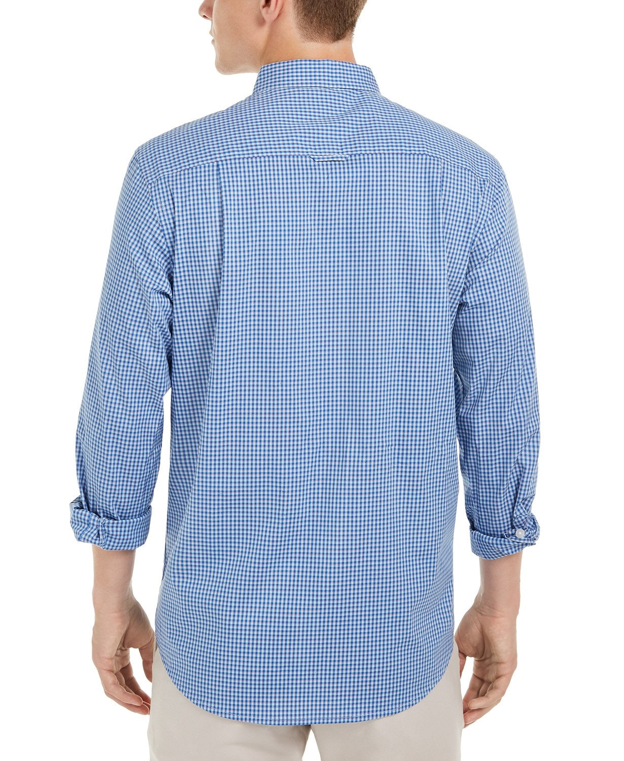 Club Room Men's Micro-Check Shirt Blue Size Small