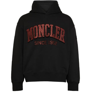 Moncler - Hooded with Red Glitter Logo Pullover Cotton Sweatshirt