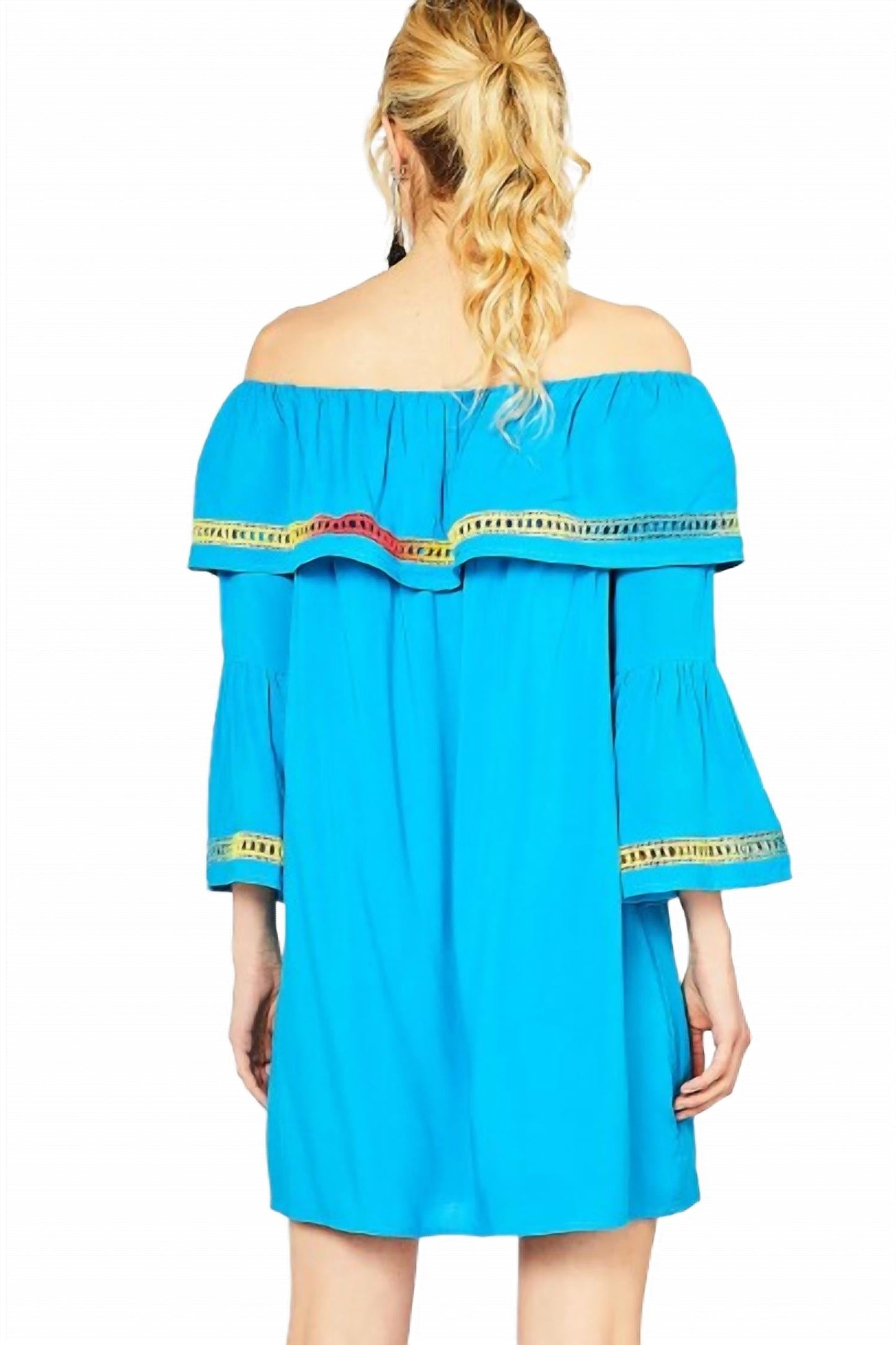 Entro - Off The Shoulder Bell Sleeve Dress