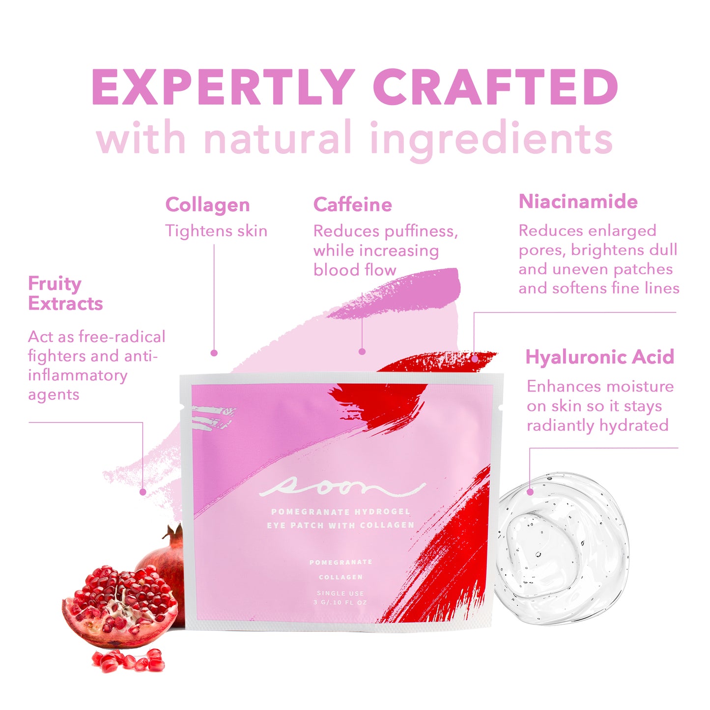 Soon Skincare Unisex Pomegranate Hydrogel Eye Patch With Collagen