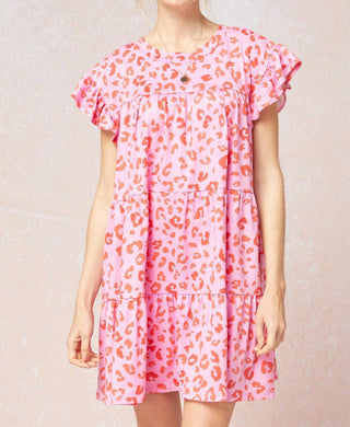 Entro - Tiered Ruffled Leopard Dress