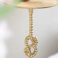 13.8x13.8x24 Gold Side Table with Rope Knot Design and White Marble Base