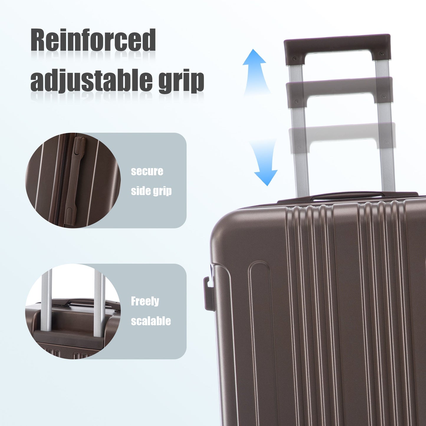 3 Piece ABS Spinner Wheel Luggage Set (Brown)