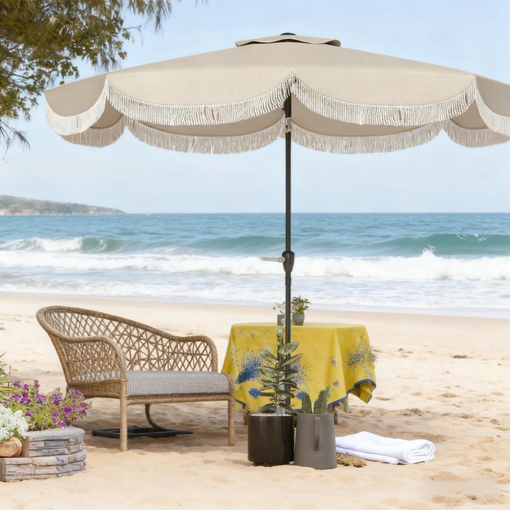 Vented Patio Table Umbrella with Crank and Push Button Tilt