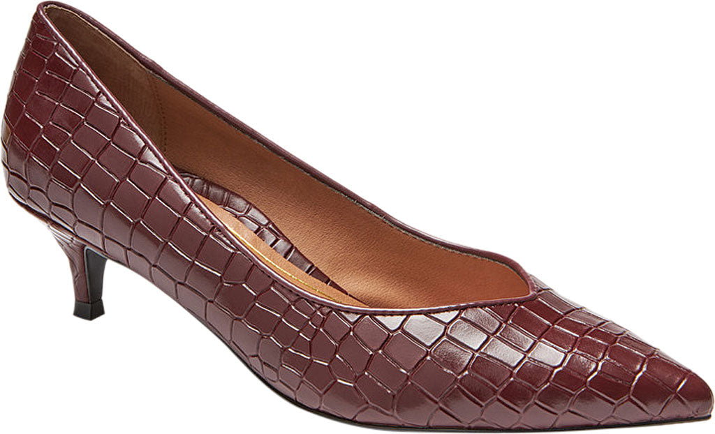 Vionic Women's Kit Josie Kitten Heels Wine Croc