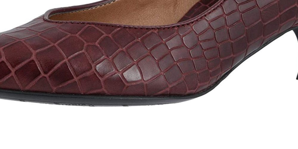 Vionic Women's Kit Josie Kitten Heels Wine Croc