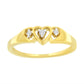 10KT Yellow Gold 1/20 cttw Diamond Triple Heart Diamond Ring (K-L, I1-I2) - Size 7
