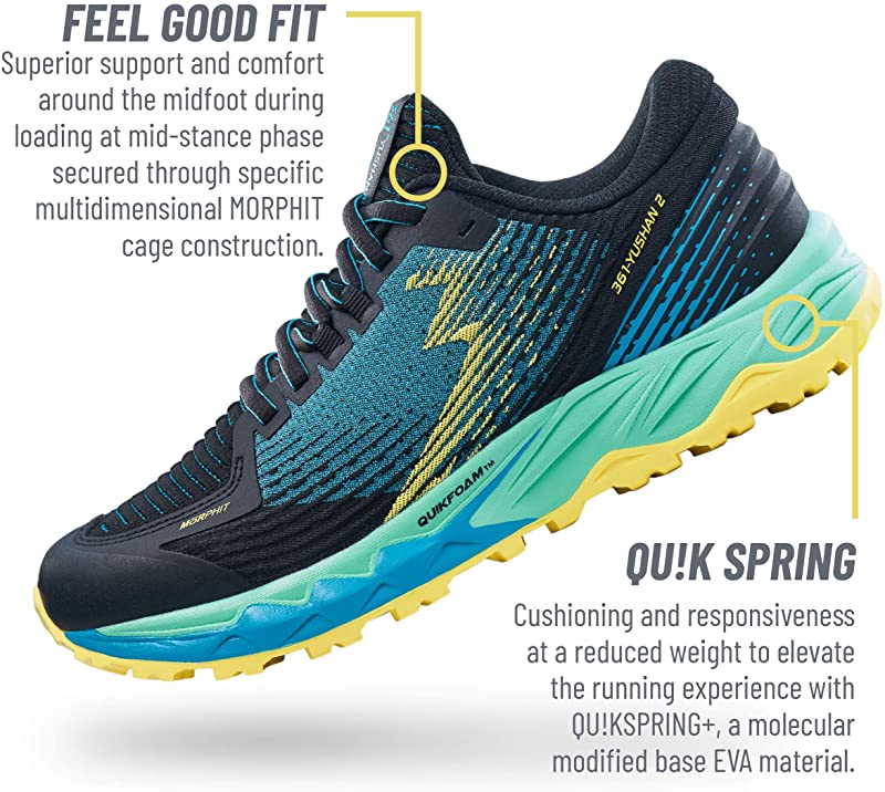 361 Degrees Unisex Yushan 2 Trail Running Shoe Black/Scuba Size 8 B(M) US