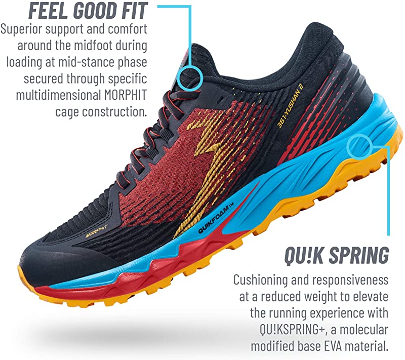 361 Degrees Unisex Yushan 2 Trail Running Shoe Black/Raft Size 11.5 D(M) US