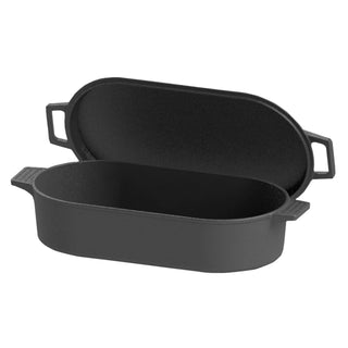 Bayou Classic 7477 6 Quart Large Cast Iron 17 In x 9.25 In Oval Fryer with Lid