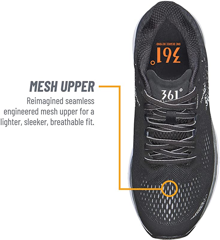 361 Degrees Unisex Meraki 3 Running Shoe Black/Ebony Size 11.5 D(M) US