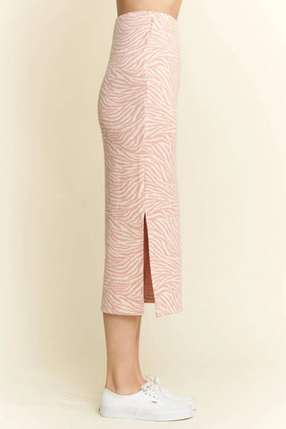 Trendsi - Jade By Jane Zebra Print Side Slit Midi Skirt