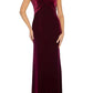 Adrianna Papell - Off Shoulder Pleated Front Velvet Gown