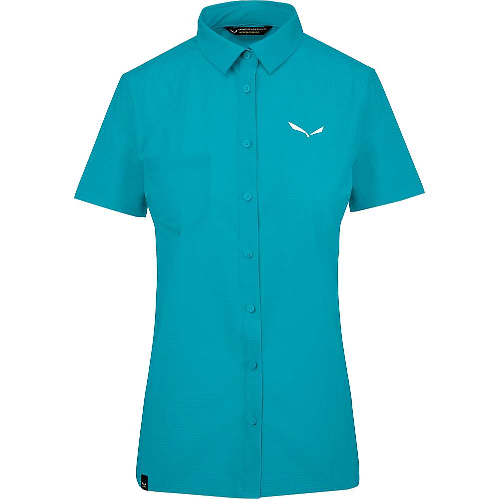 Salewa Women's Puez Minicheck 2 Dry SS Shirt - Ocean