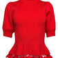 &Merci - Ribbed Knit Hand Sewn Ruffle Trim Sweater