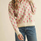 &Merci - Floral Mock Neck Half Zip Pullover Sweater