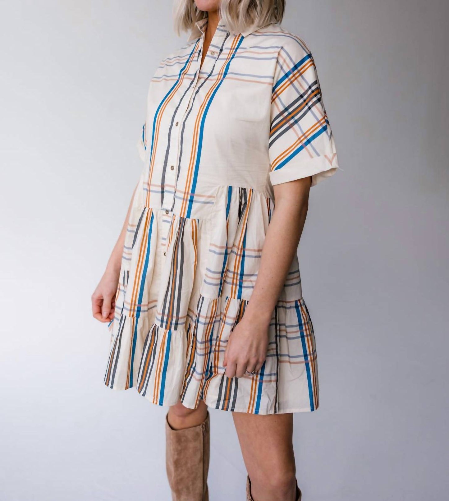 Aureum - Women's Delaney Plaid Mini Shirt Dress