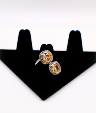 Radiant Gemstone Duo Ring – Elegant Two Stone Gemstone