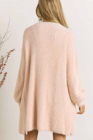 Adora - Curvy Fuzzy Solid Open Cardigan