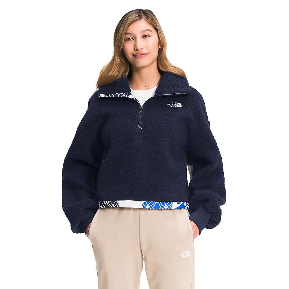 The North Face Women's Printed Platte Sherpa 1/4 Zip Top - Small - TNF Blue IC Geo Print