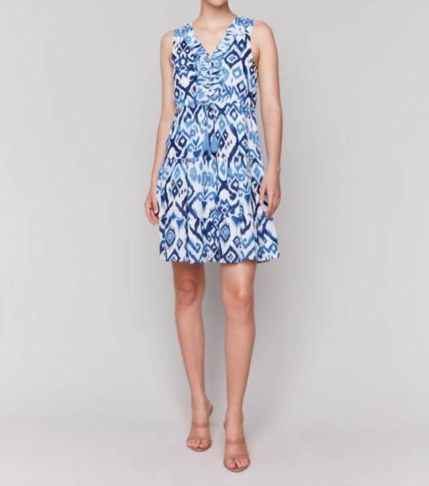 Charlie B - Printed Sleeveless Cotton Ruffle Dress