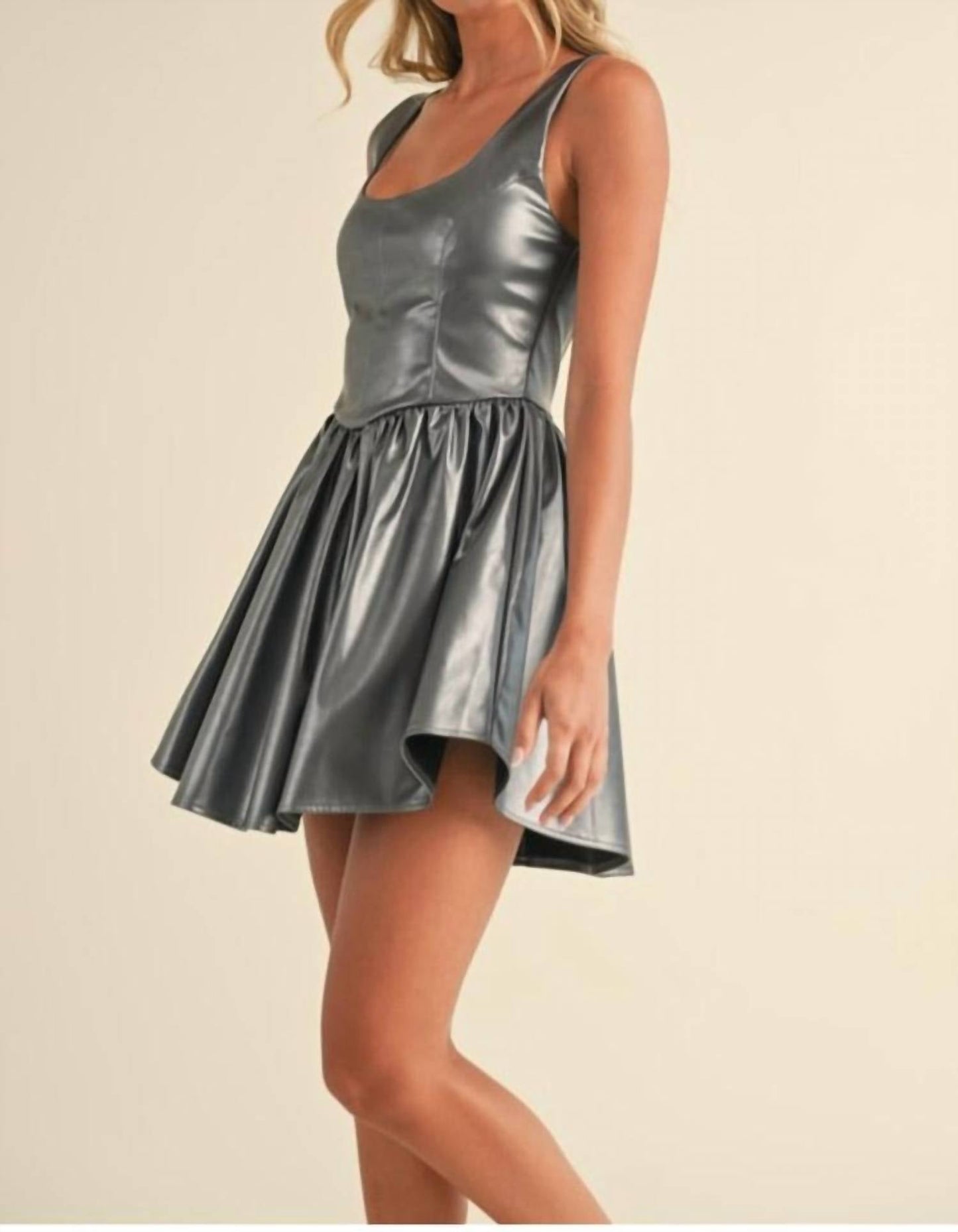 Klesis - Bustier Top Gathered Flare Skirt Mini Dress