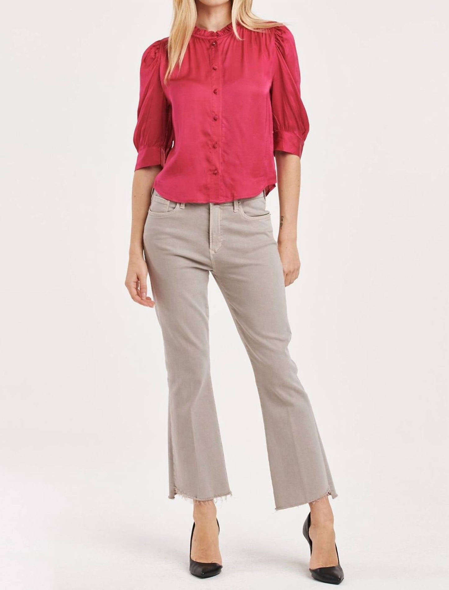 Another Love - Nima Ruffle Neck Button Up Blouse