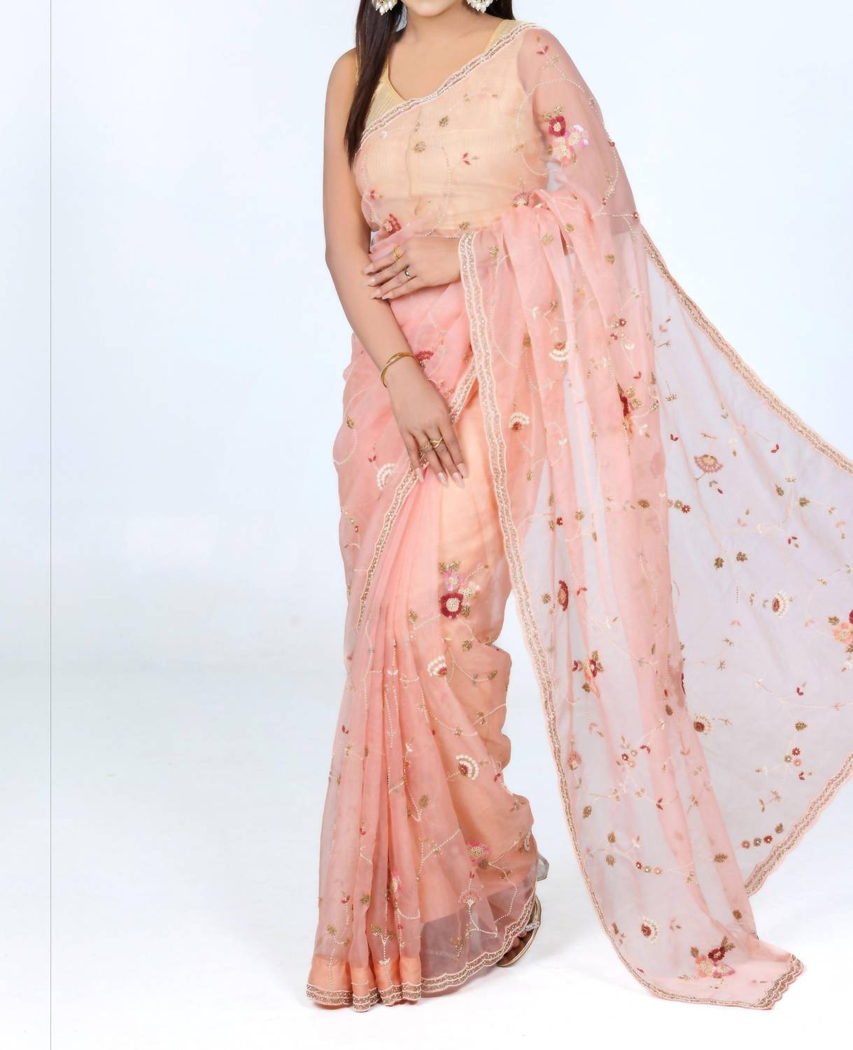 Zaalima Fashion - Floral Embroidered Organza Saree