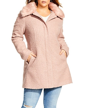 [City Chic Plus Size Sweet Dreams Faux Fur Trim Coat]