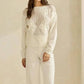Able - Flower Embroidered Openwork Sweater Top