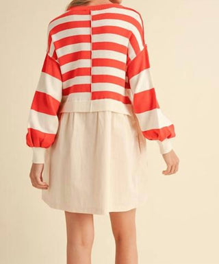 &Merci - Striped Sweater Twofer Dress