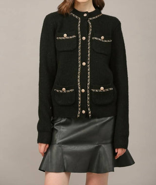 Fate - Chain And Gold Button Cardigan