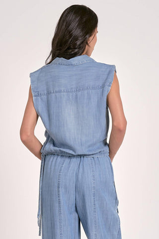 Elan - Chambray Cinch Waist Top