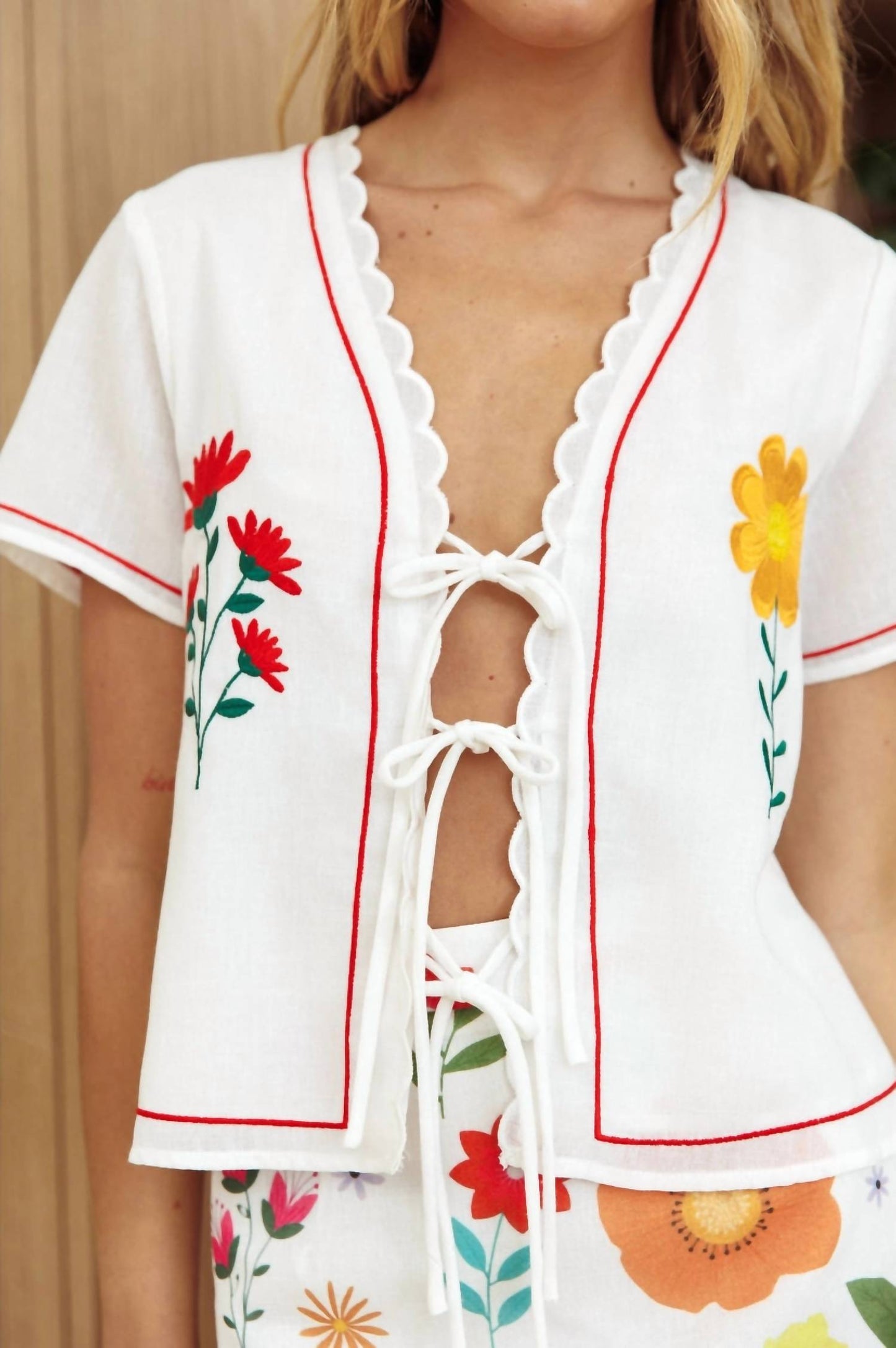 One And Only Collective - Lenore Floral Tie Top