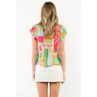 Thml - Flutter sleeve floral top