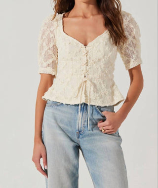 Astr - Cherian Floral Appliqué Lace Top