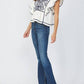Fate - Lace Insert Embroidered Flutter Sleeve Blouse