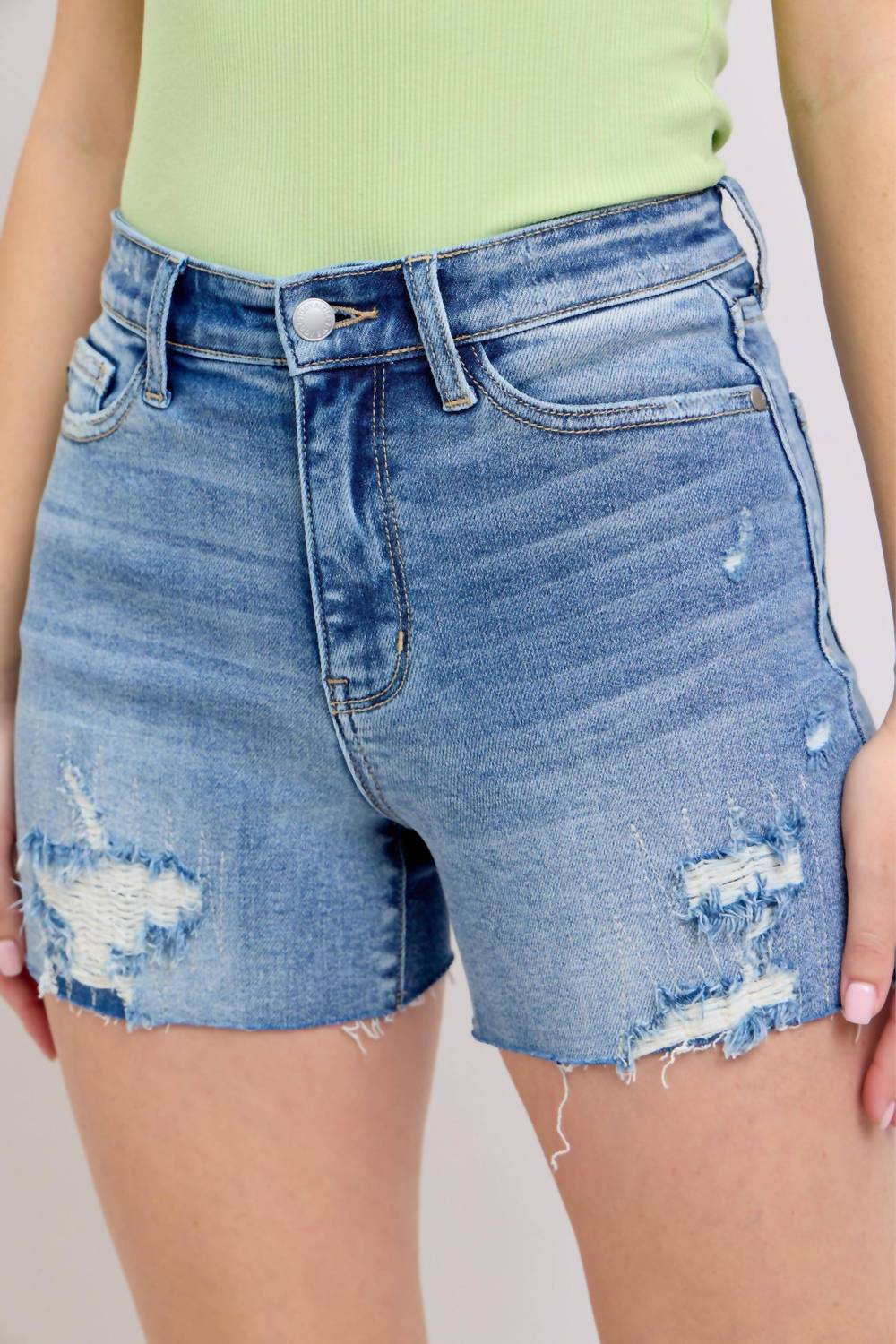 Judy Blue - High Waist Destroy Detail Denim Short