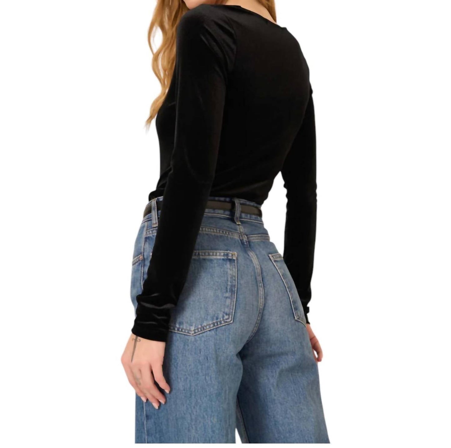 Project Social T - Dream Come True Square Neck Velvet Longsleeve Top